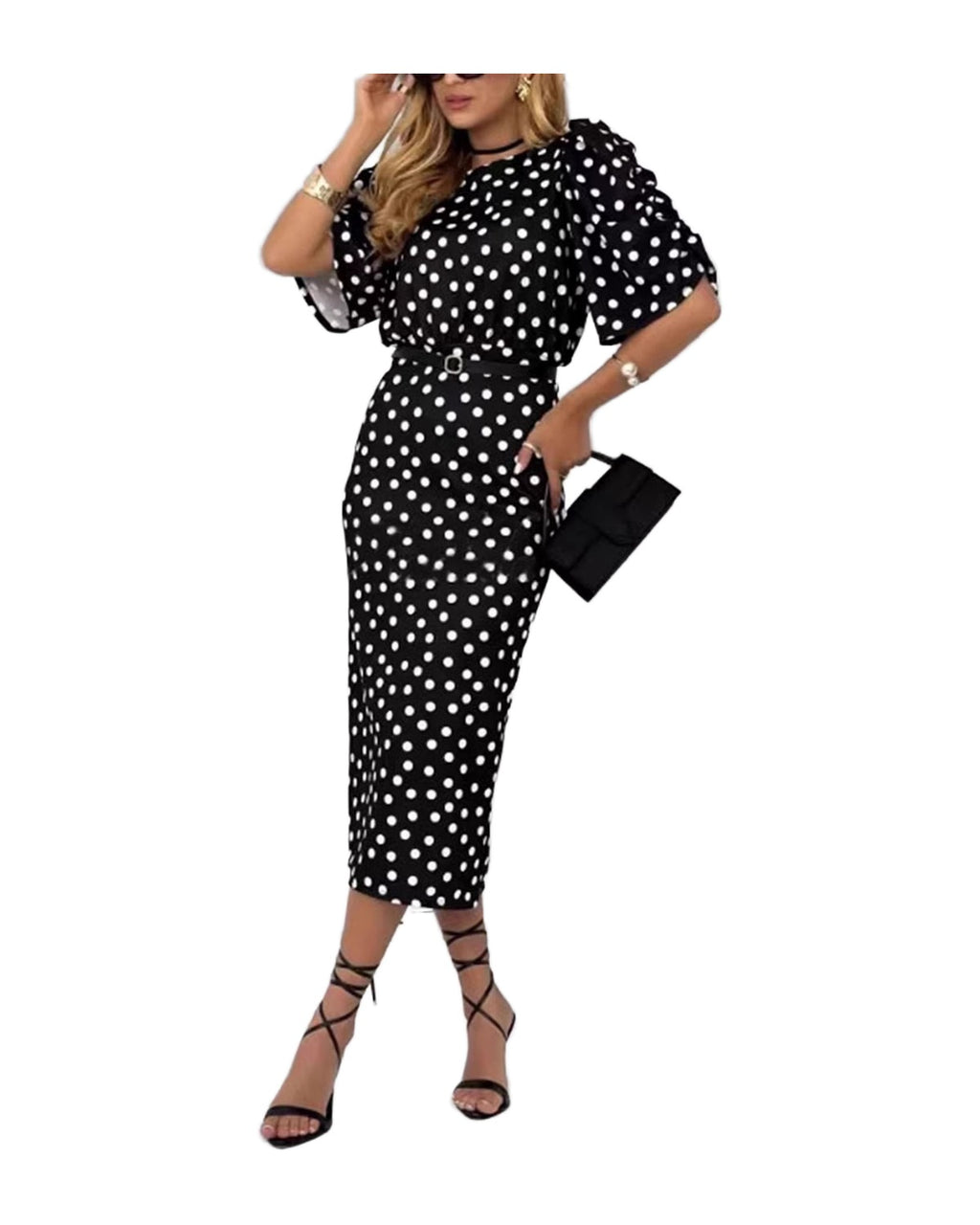 Elegant Commuter Polka-dot Printed Dress Print photo 5