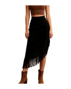 Irregular Hem Suede Midi Skirt photo 6