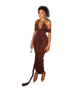 Halter Neck V-neck Long Dress photo 3