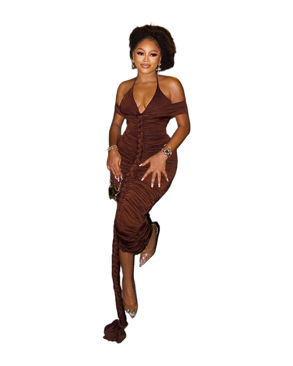 Halter Neck V-neck Long Dress photo 4