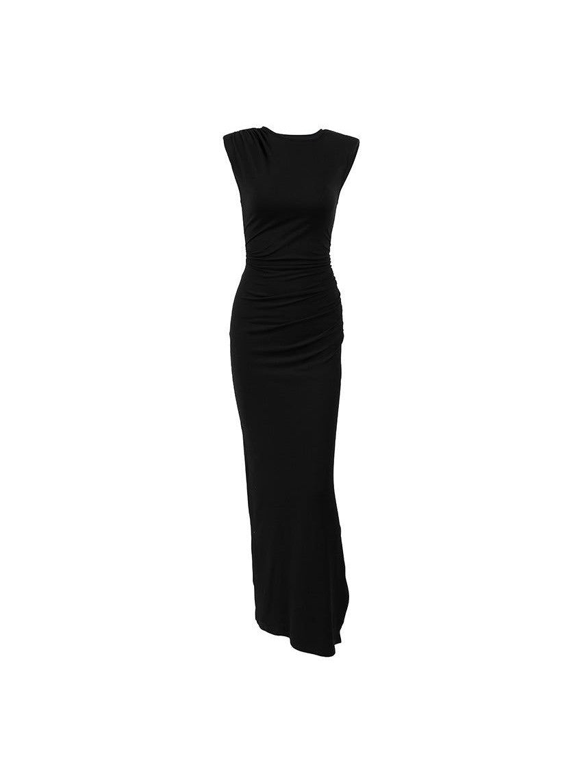 Spring Designer Crew-neck Defined-waist Dress