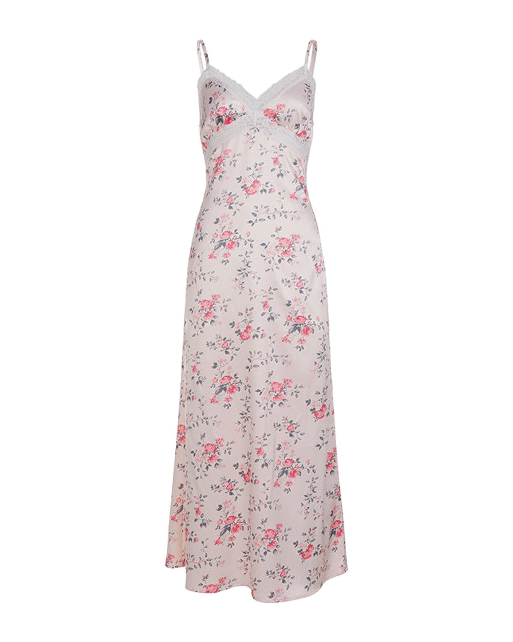 Floral-print Lace-spliced Deep V-neck Slip Dress photo 6