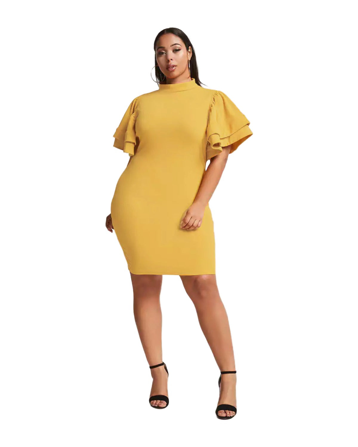 High-neck Ruffled Short-sleeved Dress photo 2