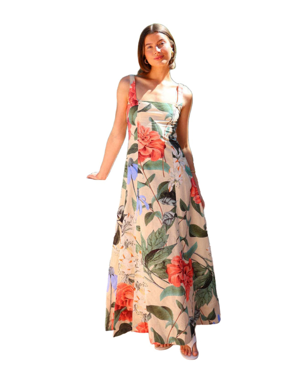 Printed Strap Slimming Maxi Dress photo 4