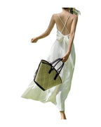 Satin Bowknot Dress Solid Color photo 2