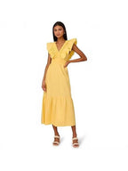 Indian-style Resort Chic Flounced V-neck Slimming Dress