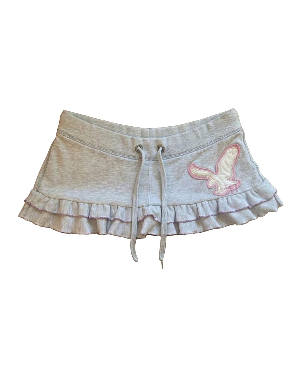 American-style Vintage Gray Ruffled Low-rise Mini Skirt photo 2