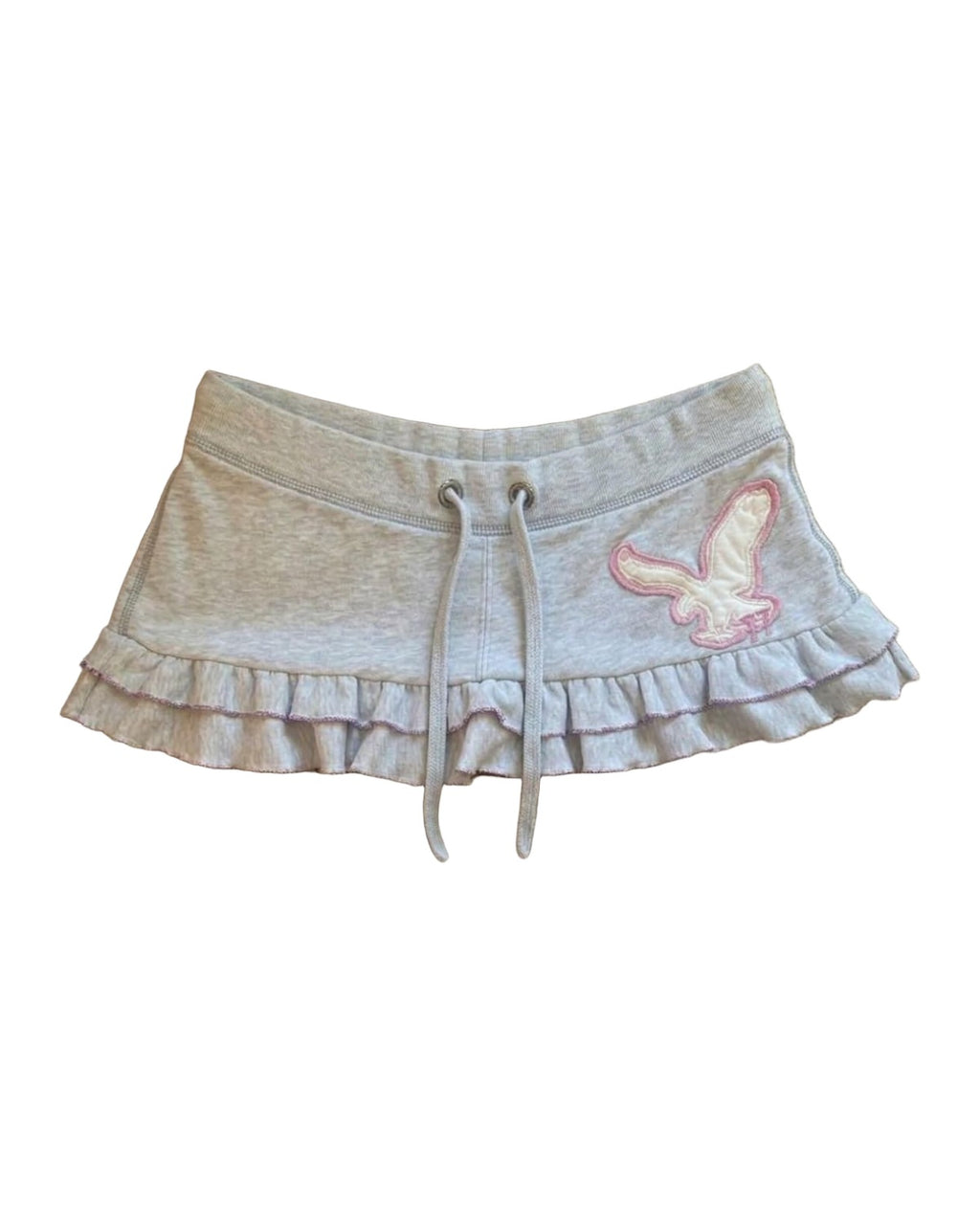 American-style Vintage Gray Ruffled Low-rise Mini Skirt photo 3