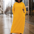 Casual Solid-color Hooded Long-sleeve Dress