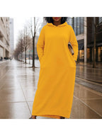 Casual Solid-color Hooded Long-sleeve Dress