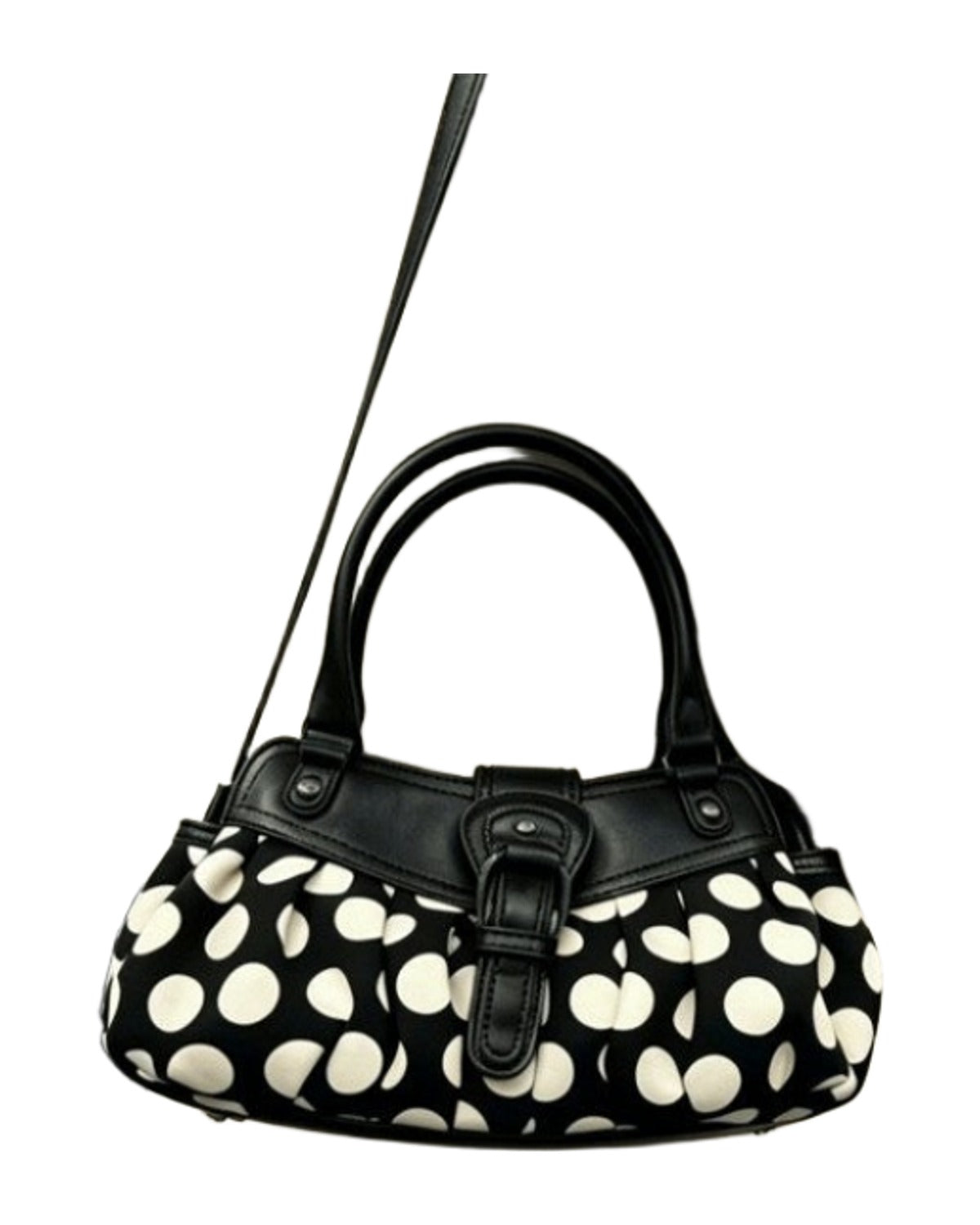 Retro Black-and-white Polka-dot Underarm Shoulder Bag photo 5