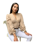 V-neck Button Long Sleeves photo 5
