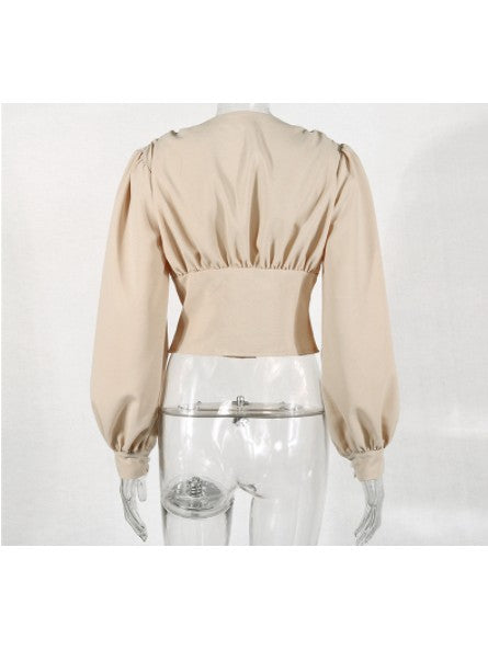 V-neck Button Long Sleeves