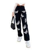 Butterfly Print High-waisted Straight-leg Jeans photo 2