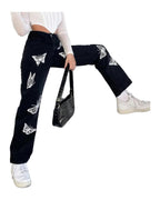 Butterfly Print High-waisted Straight-leg Jeans photo 4