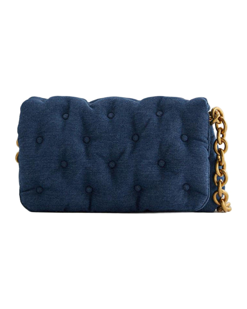 Blue Oversized Denim Quilted Shoulder Messenger Bag Chain photo 5