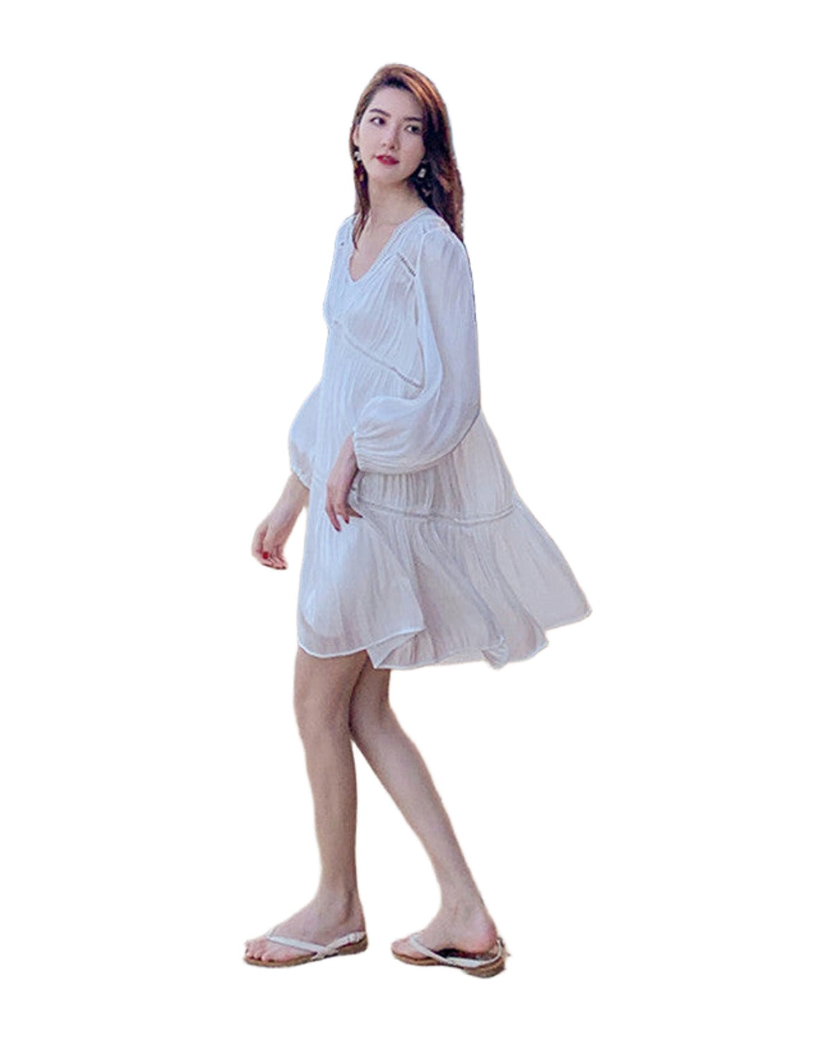 Pleated V-neck Dress photo 5