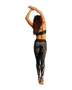 Black White Striped Printed Yoga Pants photo 1