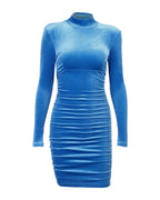 Padded Shoulder High Neck Dress photo 2