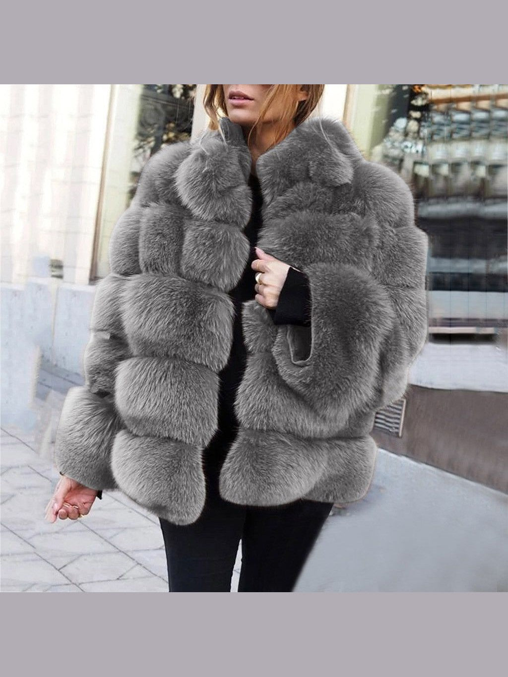 Faux Fur Stitching Jacket