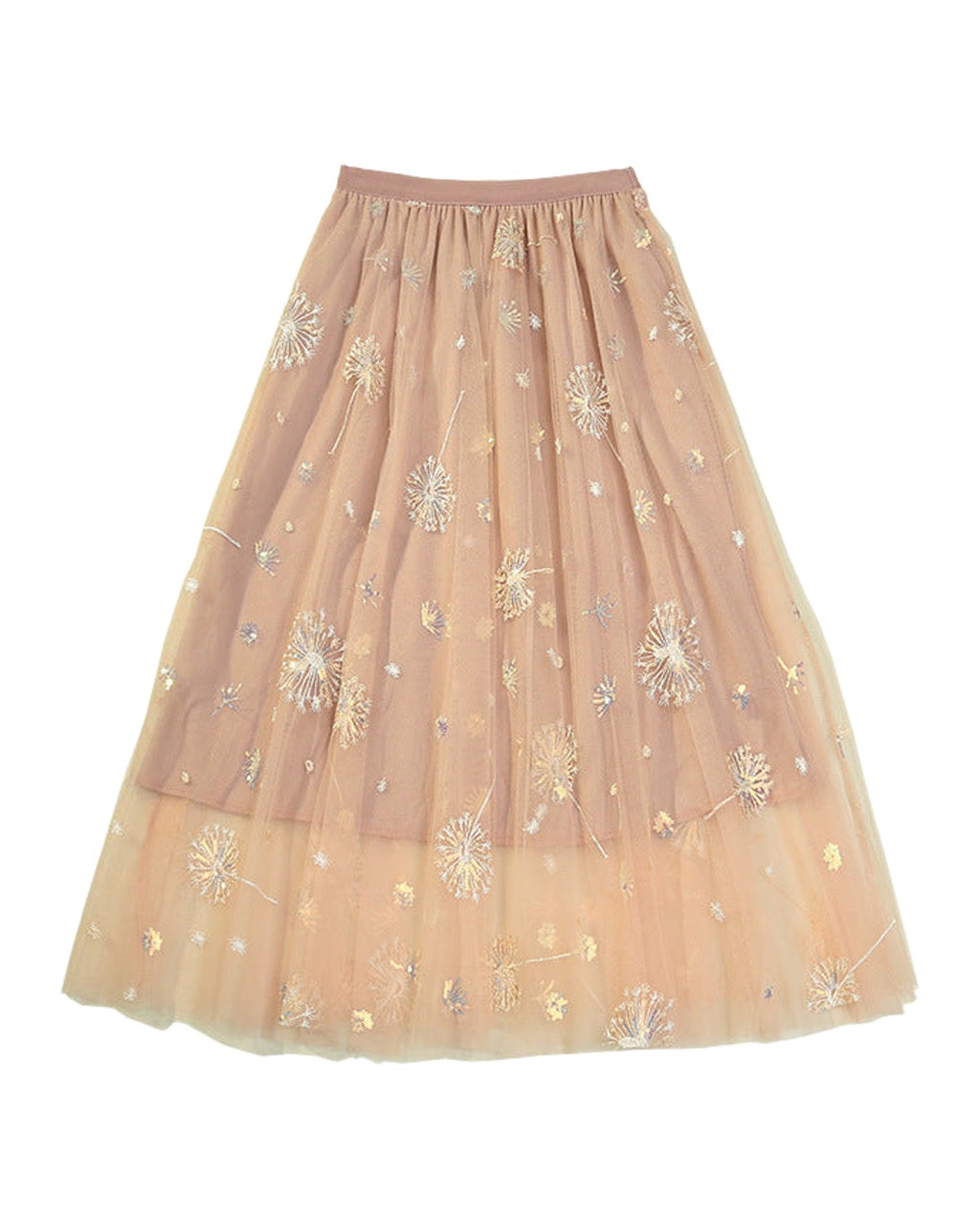 Pleated Tulle Skirt Dandelion Embroidered Long photo 5