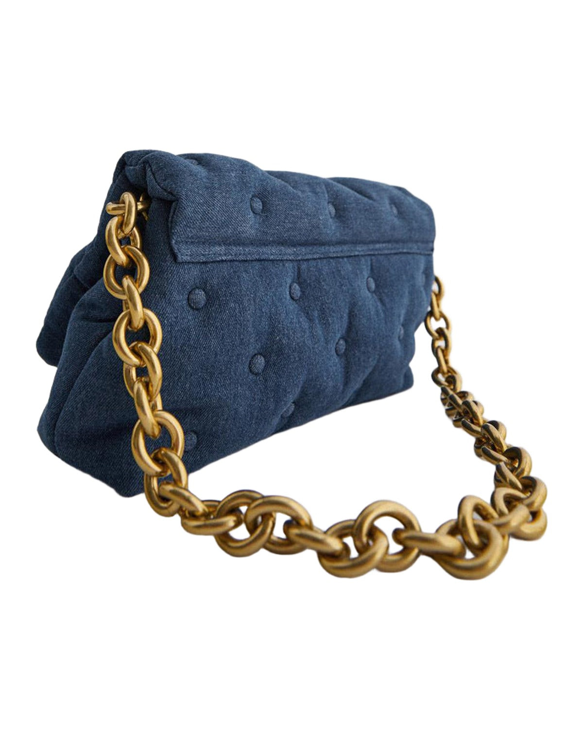 Blue Oversized Denim Quilted Shoulder Bag photo 6