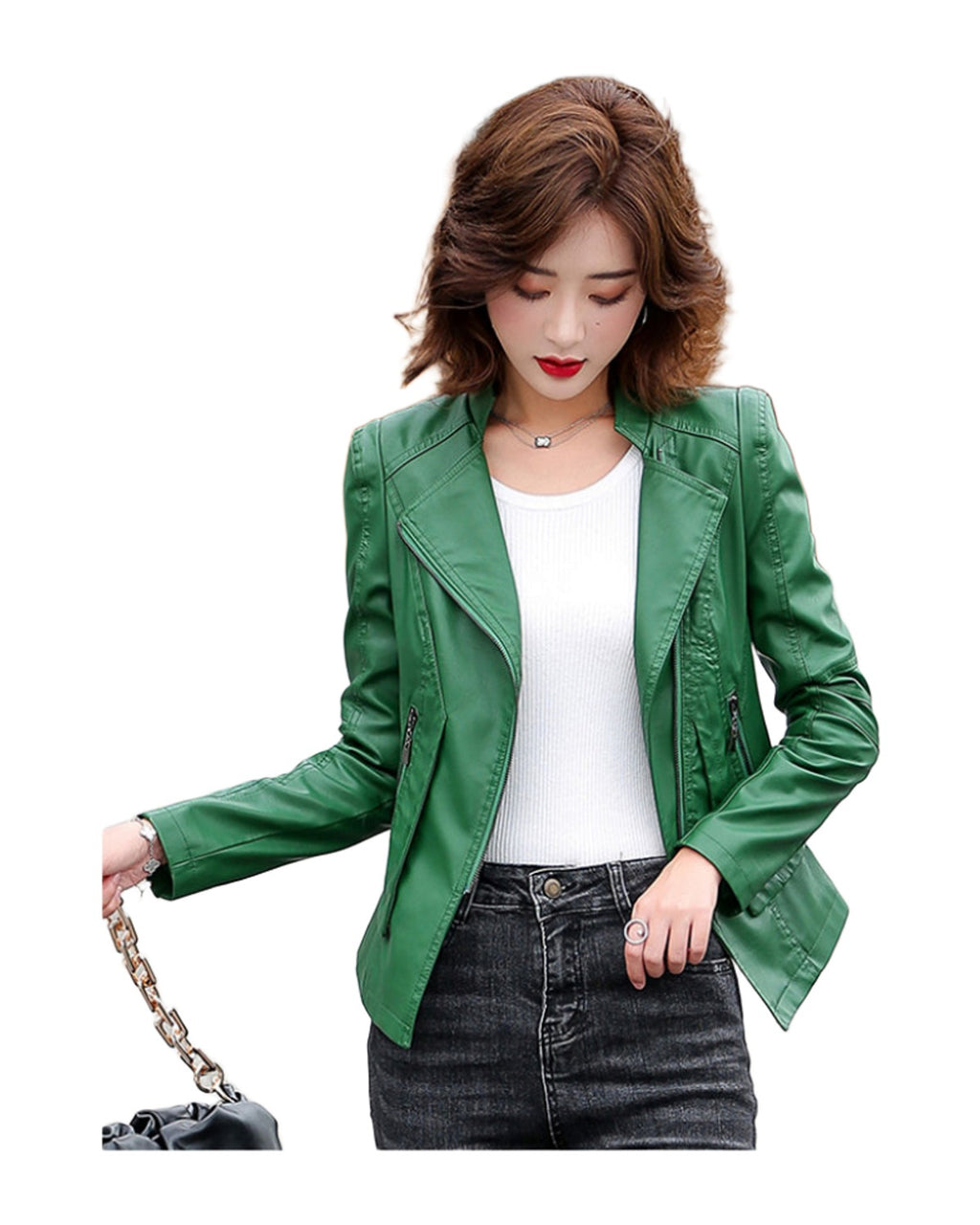 Suit Collar Biker Leather Jacket photo 4
