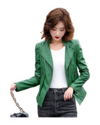 Suit Collar Biker Leather Jacket photo 4
