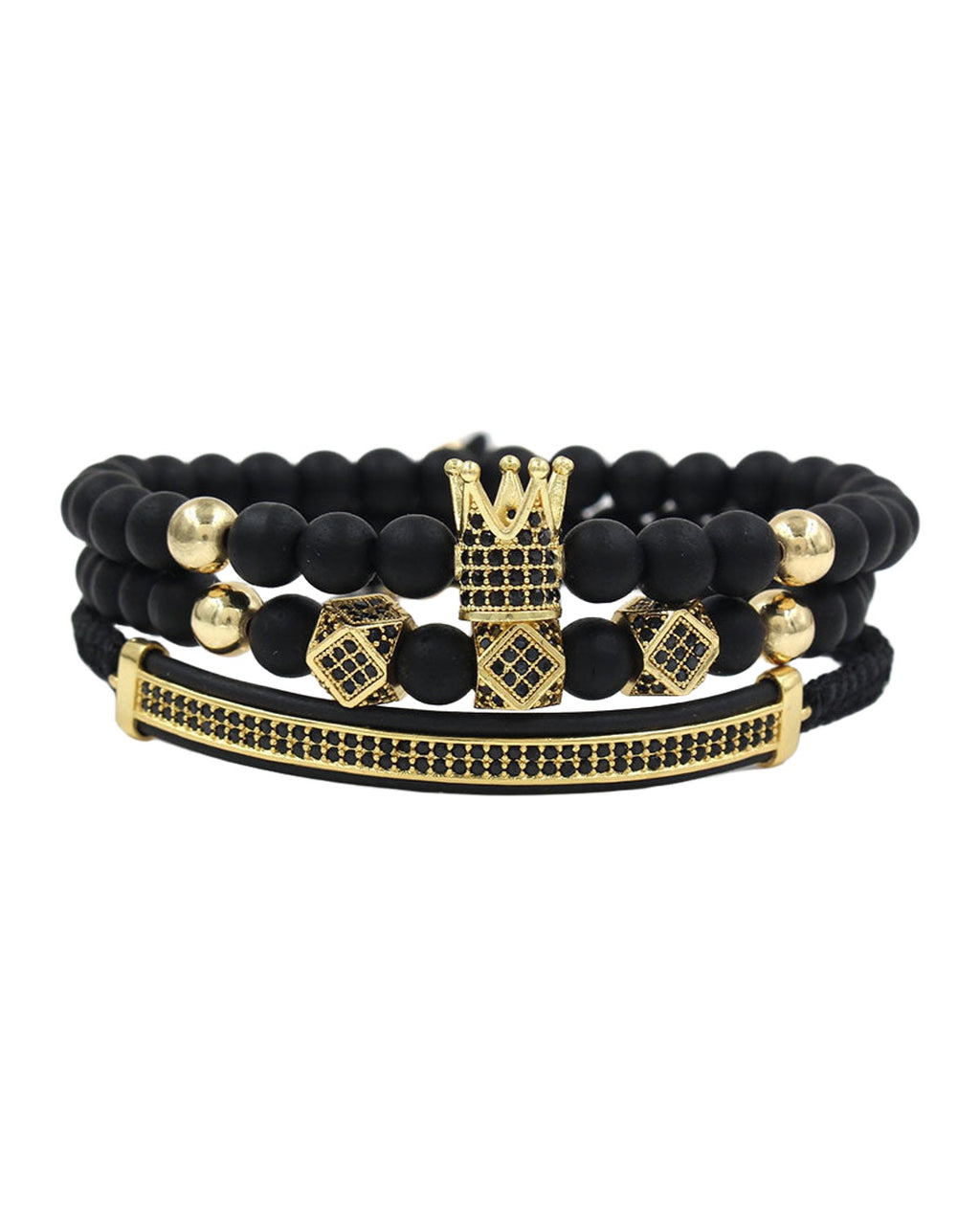 6mm Black Matte Micro-inlaid Crown Bracelet photo 1