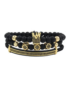 6mm Black Matte Micro-inlaid Crown Bracelet photo 1