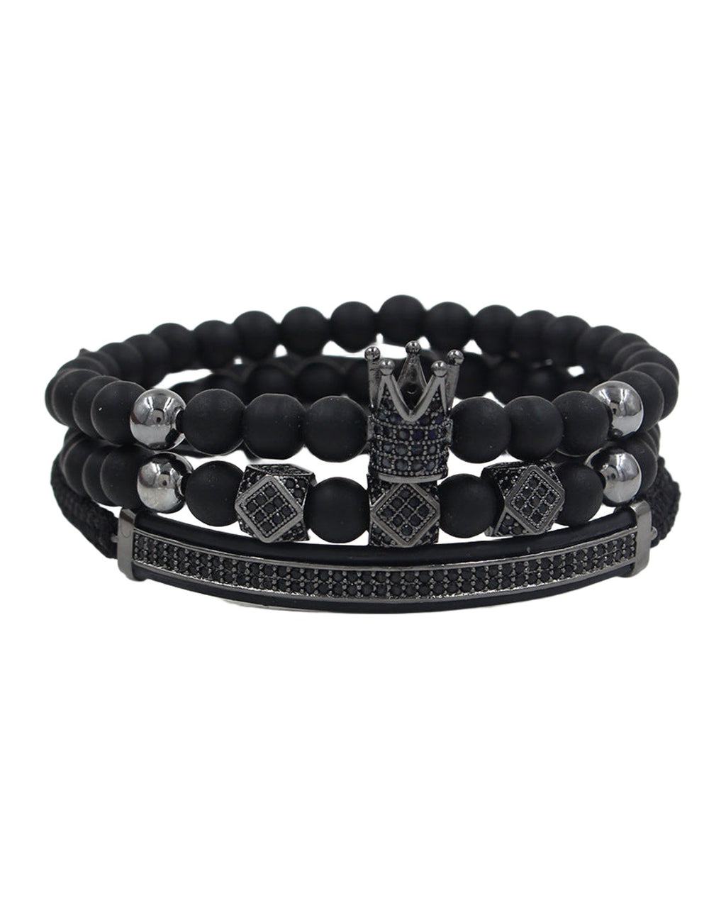 6mm Black Matte Micro-inlaid Crown Bracelet photo 2