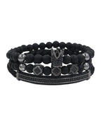 6mm Black Matte Micro-inlaid Crown Bracelet photo 2