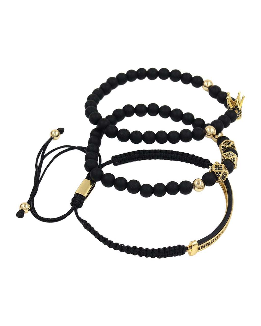 6mm Black Matte Micro-inlaid Crown Bracelet photo 4