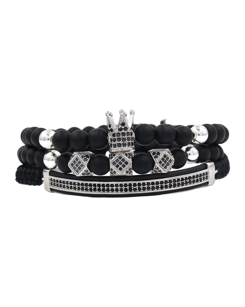 6mm Black Matte Micro-inlaid Crown Bracelet photo 5