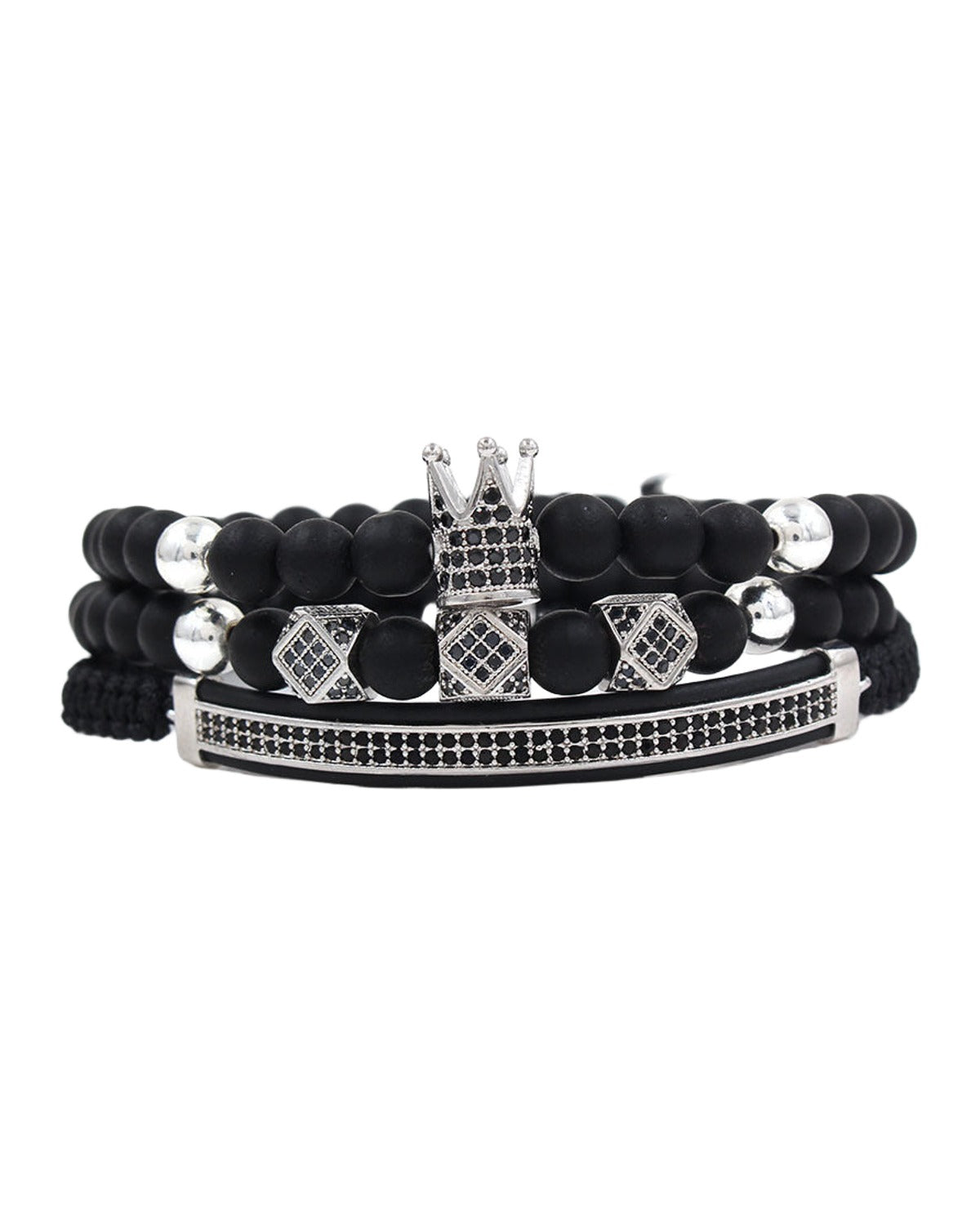 6mm Black Matte Micro-inlaid Crown Bracelet photo 5