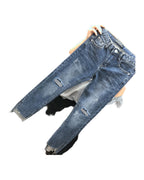 Cropped Jeans High-waist Ripped Pants photo 1