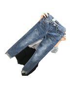 Cropped Jeans High-waist Ripped Pants photo 6