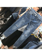 Cropped Jeans High-waist Ripped Pants