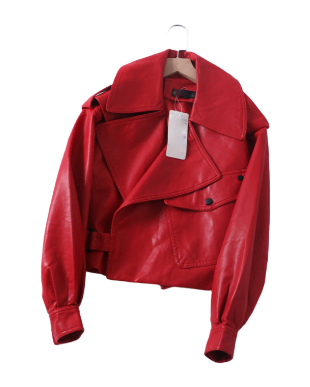Loose Cropped Leather Jacket Motorcycle photo 1