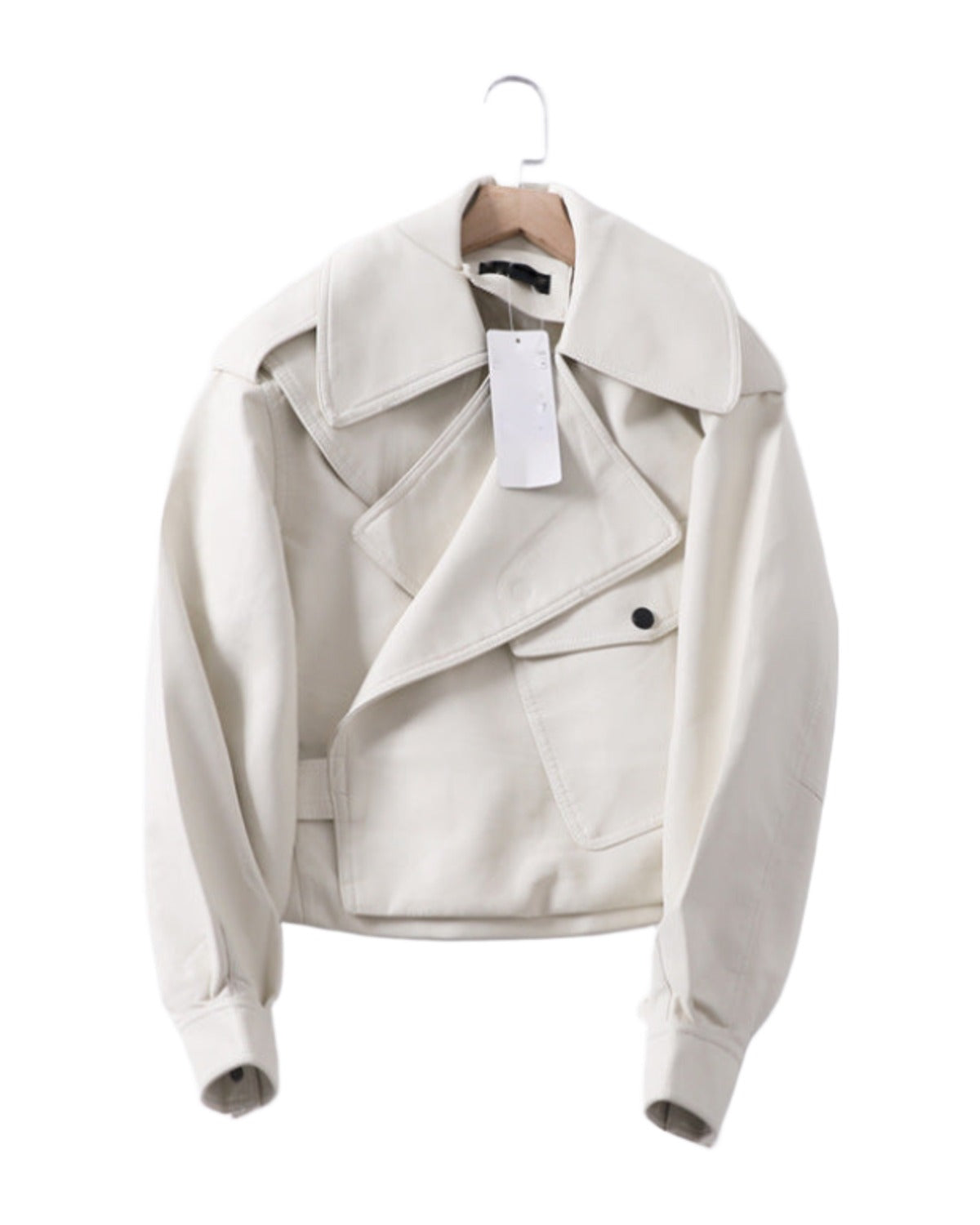 Loose Cropped Leather Jacket Motorcycle photo 2