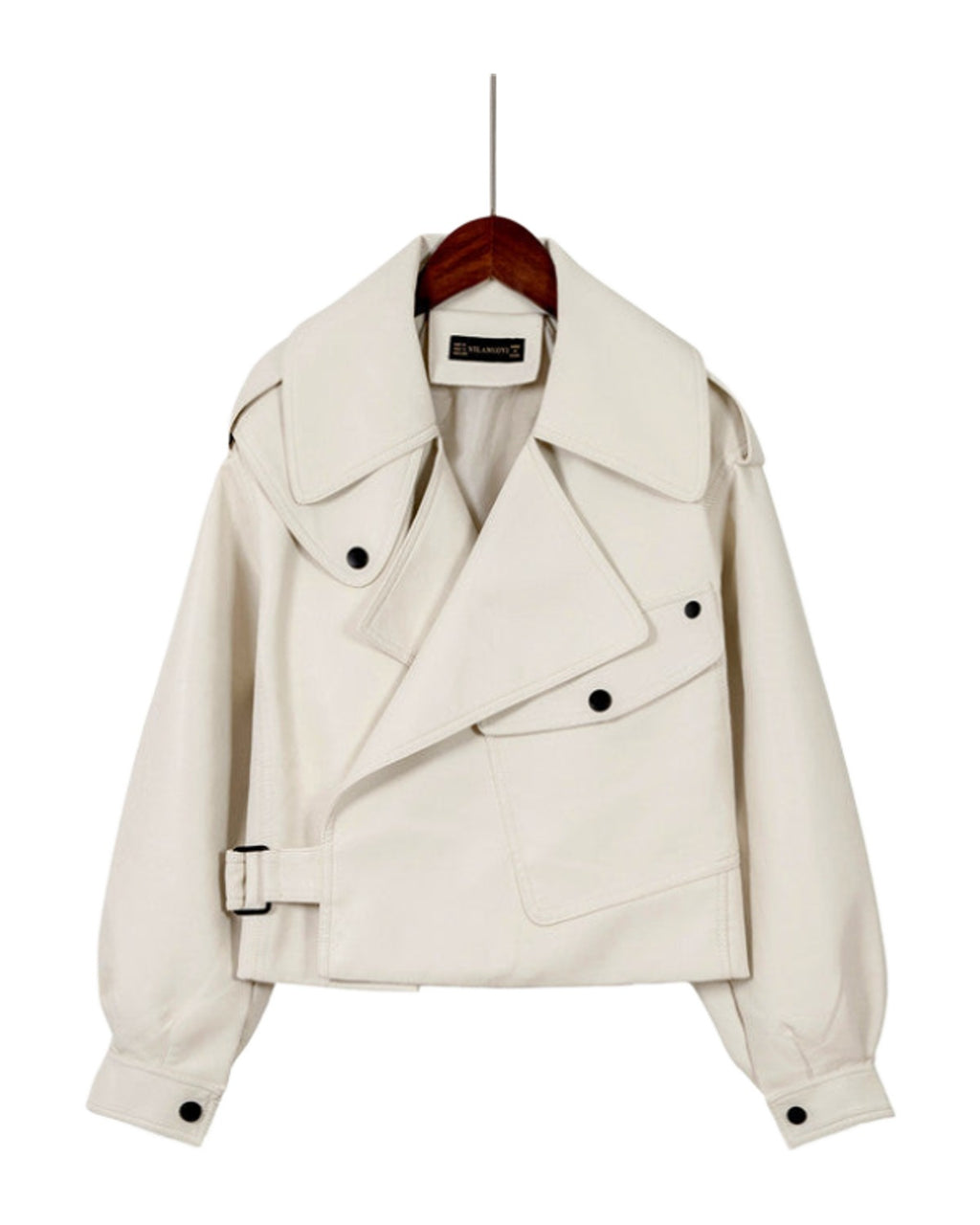 Loose Cropped Leather Jacket Motorcycle photo 4