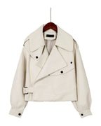 Loose Cropped Leather Jacket Motorcycle photo 4