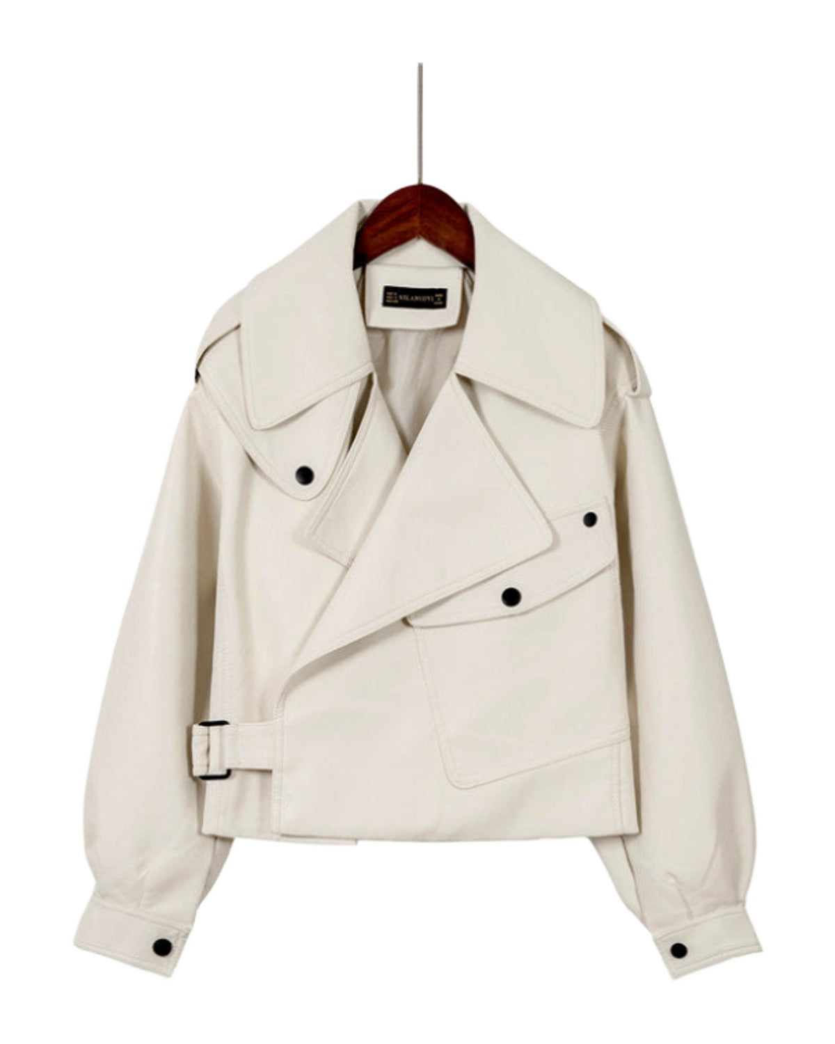 Loose Cropped Leather Jacket Motorcycle photo 4