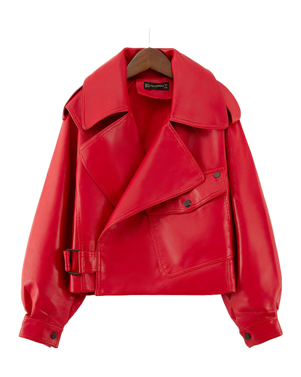 Loose Cropped Leather Jacket Motorcycle photo 5