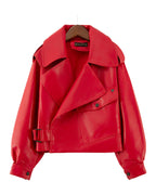 Loose Cropped Leather Jacket Motorcycle photo 5