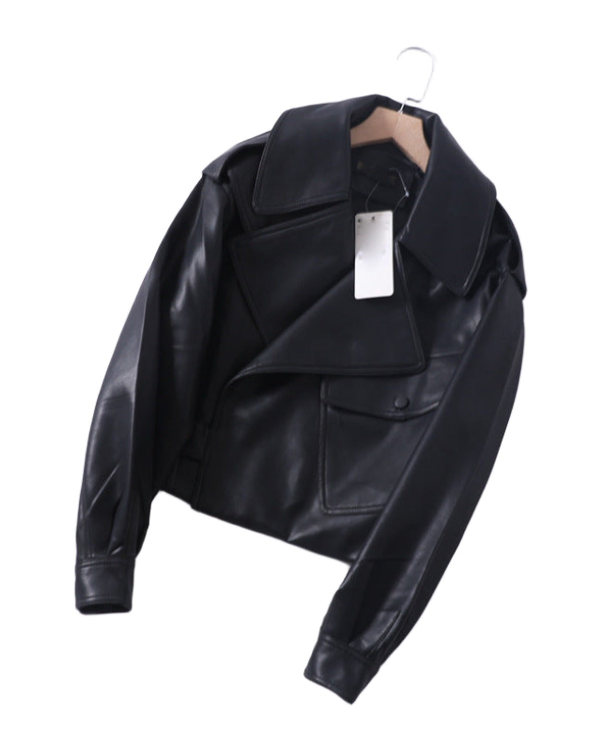 Loose Cropped Leather Jacket Motorcycle photo 6