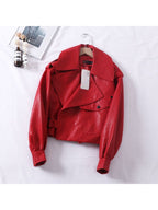 Loose Cropped Leather Jacket Motorcycle
