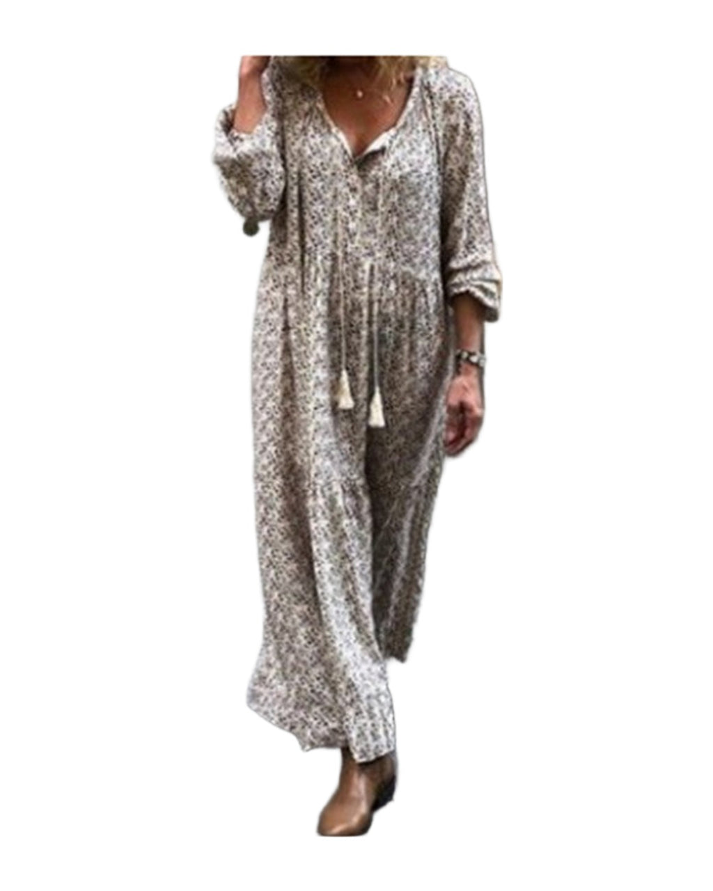 V-neck Print Maxi Dress photo 2