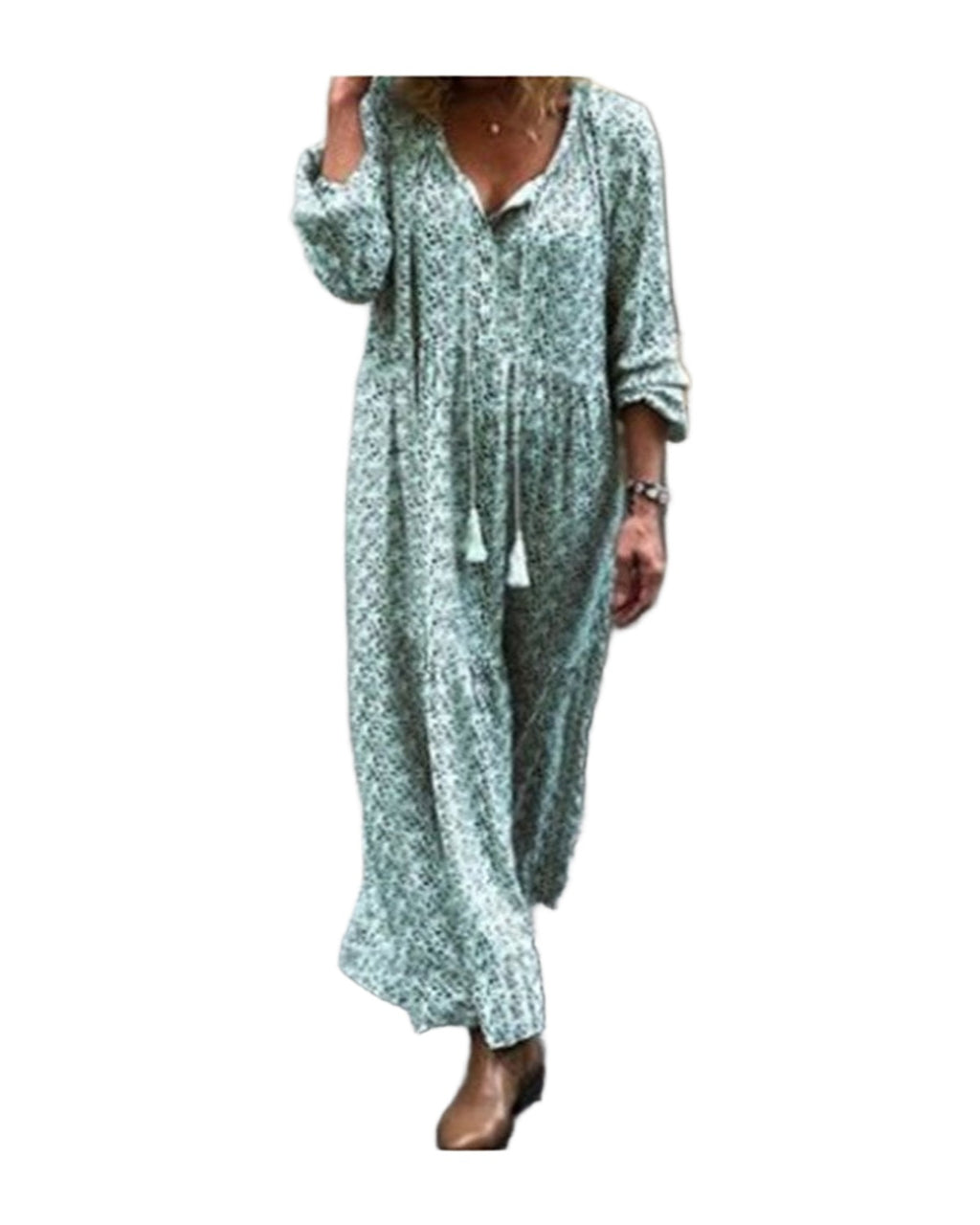 V-neck Print Maxi Dress photo 5