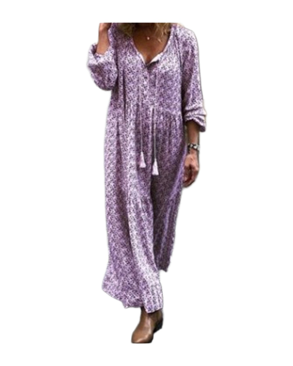 V-neck Print Maxi Dress photo 6